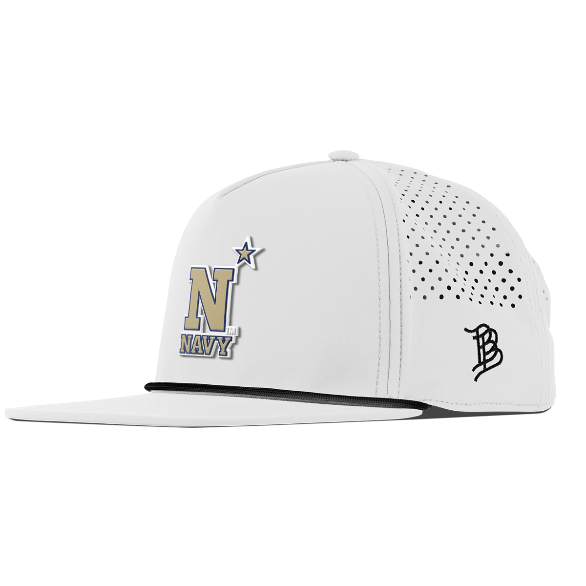 United States Naval Academy "Naval Academy Team Logo Gold" Flat 5 Panel Rope White