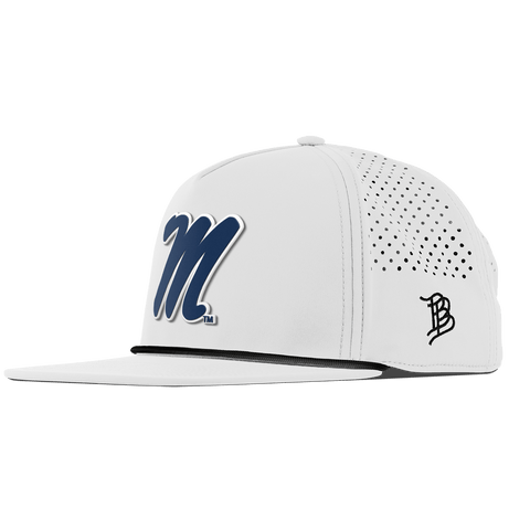 University of Mississippi "Ole Miss Block M Navy" Flat 5 Panel Rope White