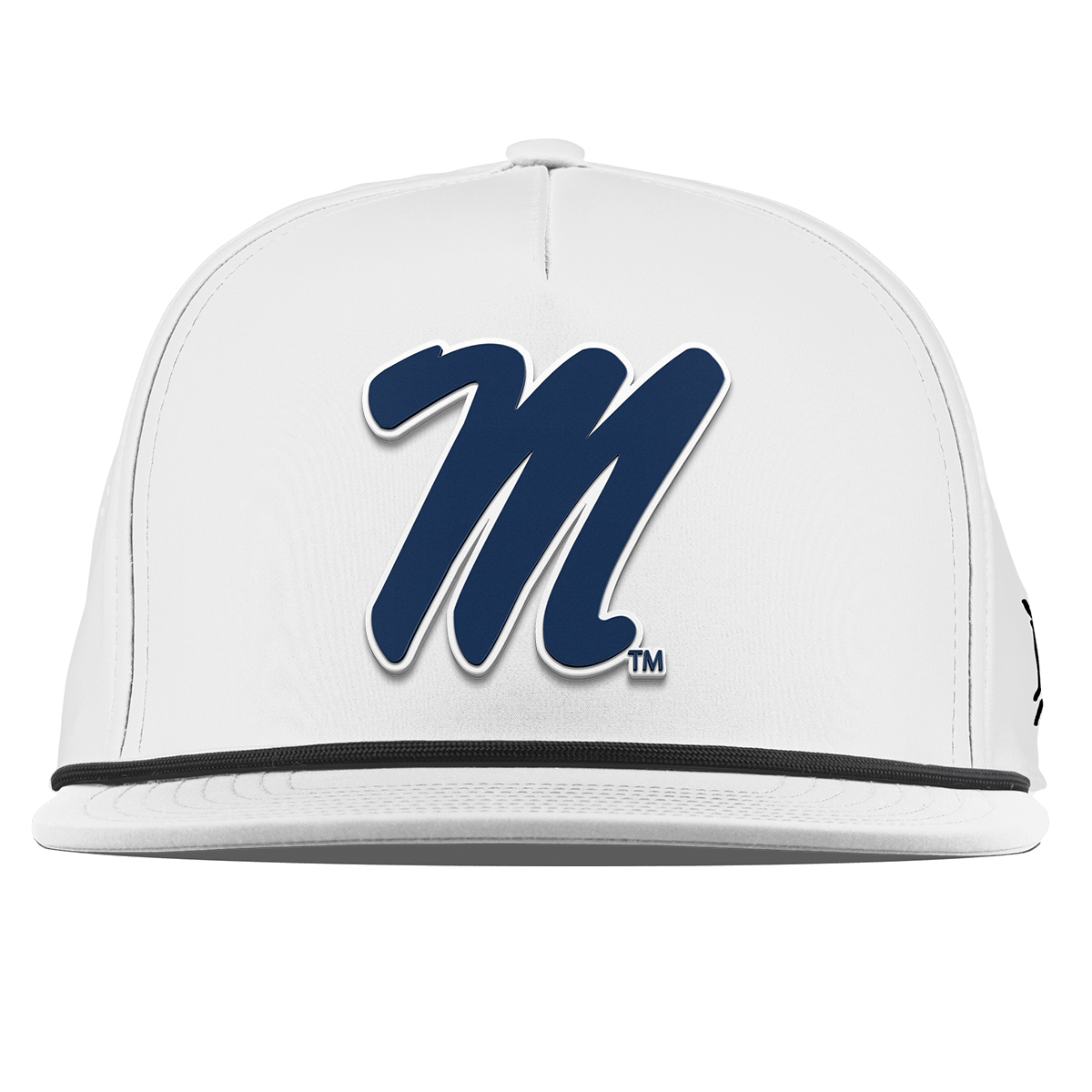 University of Mississippi "Ole Miss Block M Navy" Flat 5 Panel Rope White