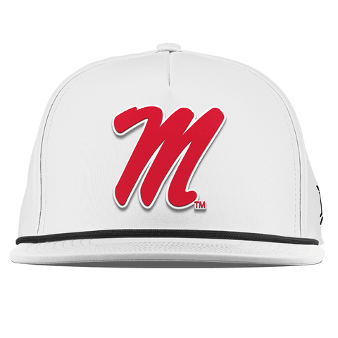 University of Mississippi "Ole Miss Block M Red" Flat 5 Panel Rope White