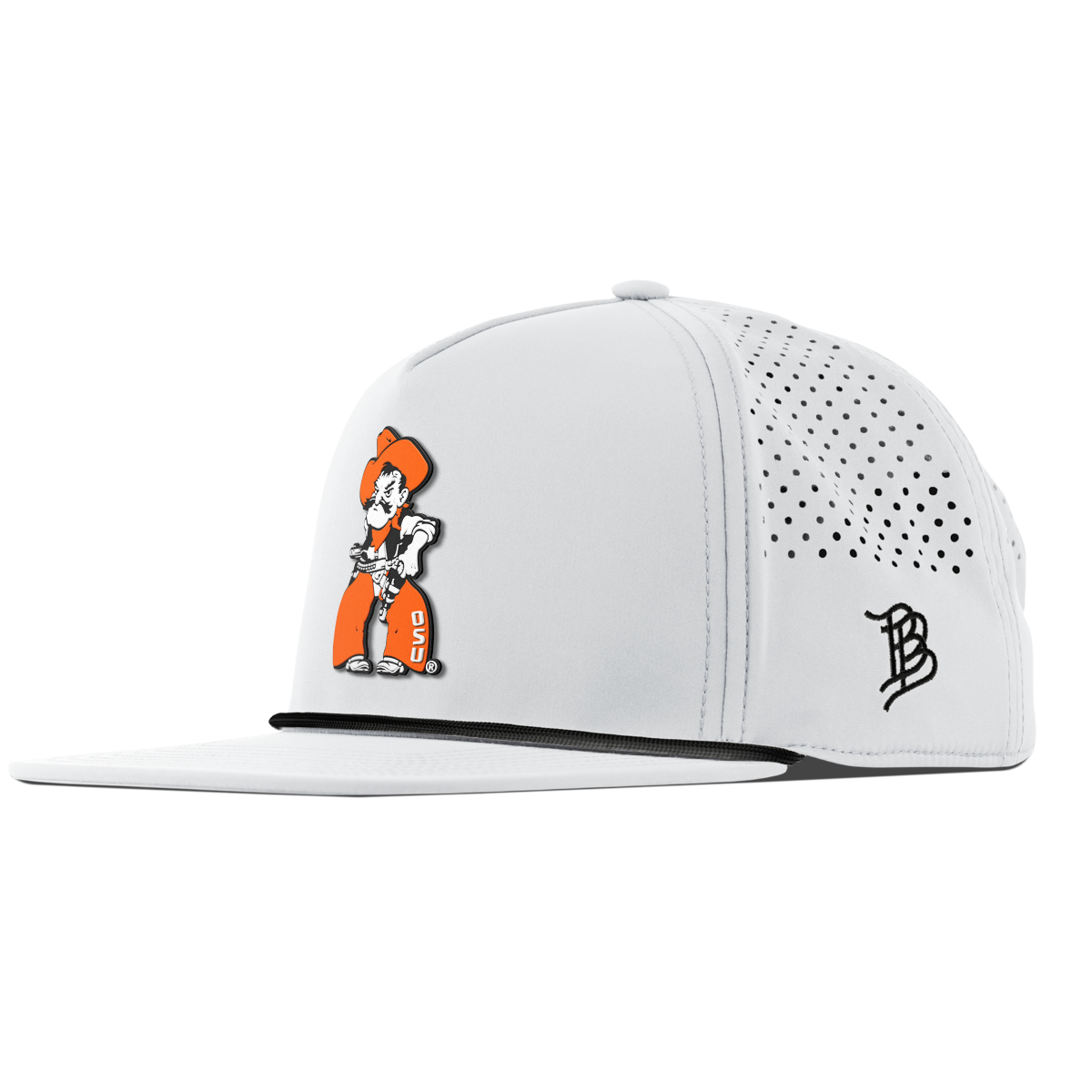 Oklahoma State University "Pistol Pete Quickdraw" Flat 5 Panel Rope White