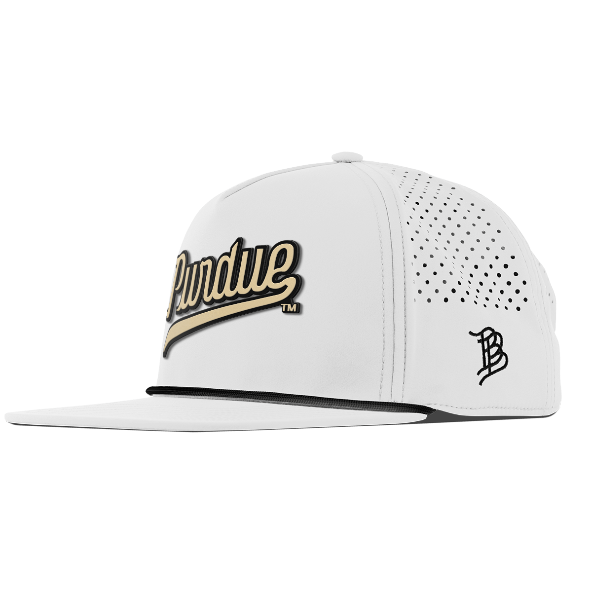Purdue University "Purdue Script Gold" Flat 5 Panel Rope White