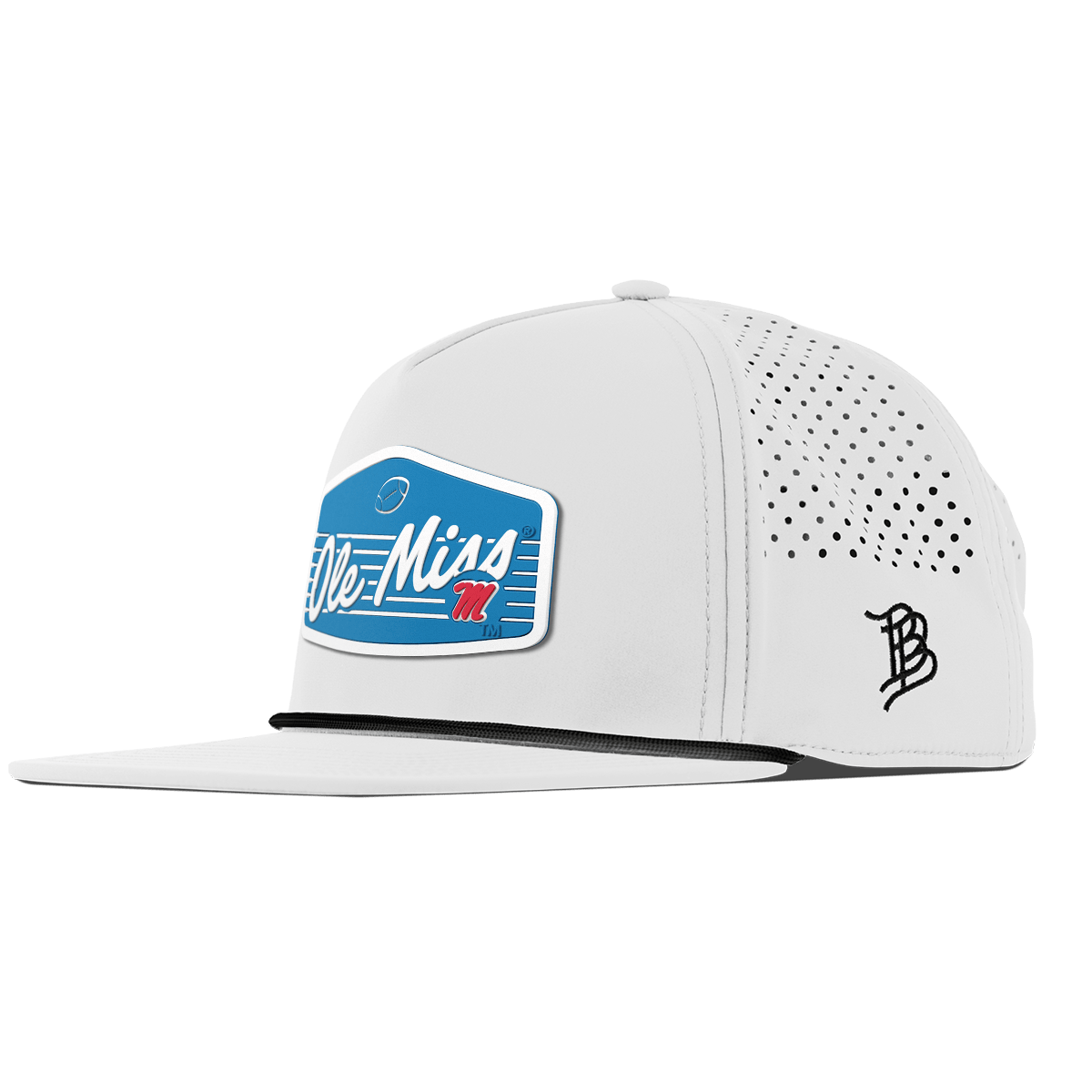 University of Mississippi "Rebel Football" Flat 5 Panel Rope White