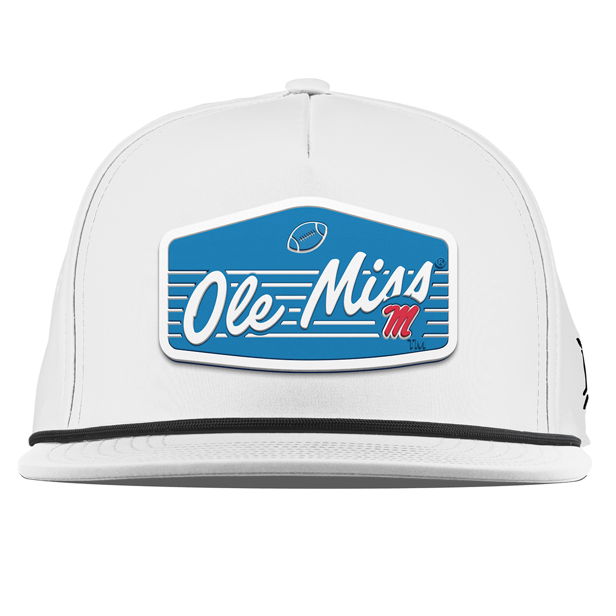 University of Mississippi "Rebel Football" Flat 5 Panel Rope White