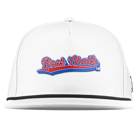 University of Kansas "KU Rock Chalk Red and Blue Script" Flat 5 Panel Rope White