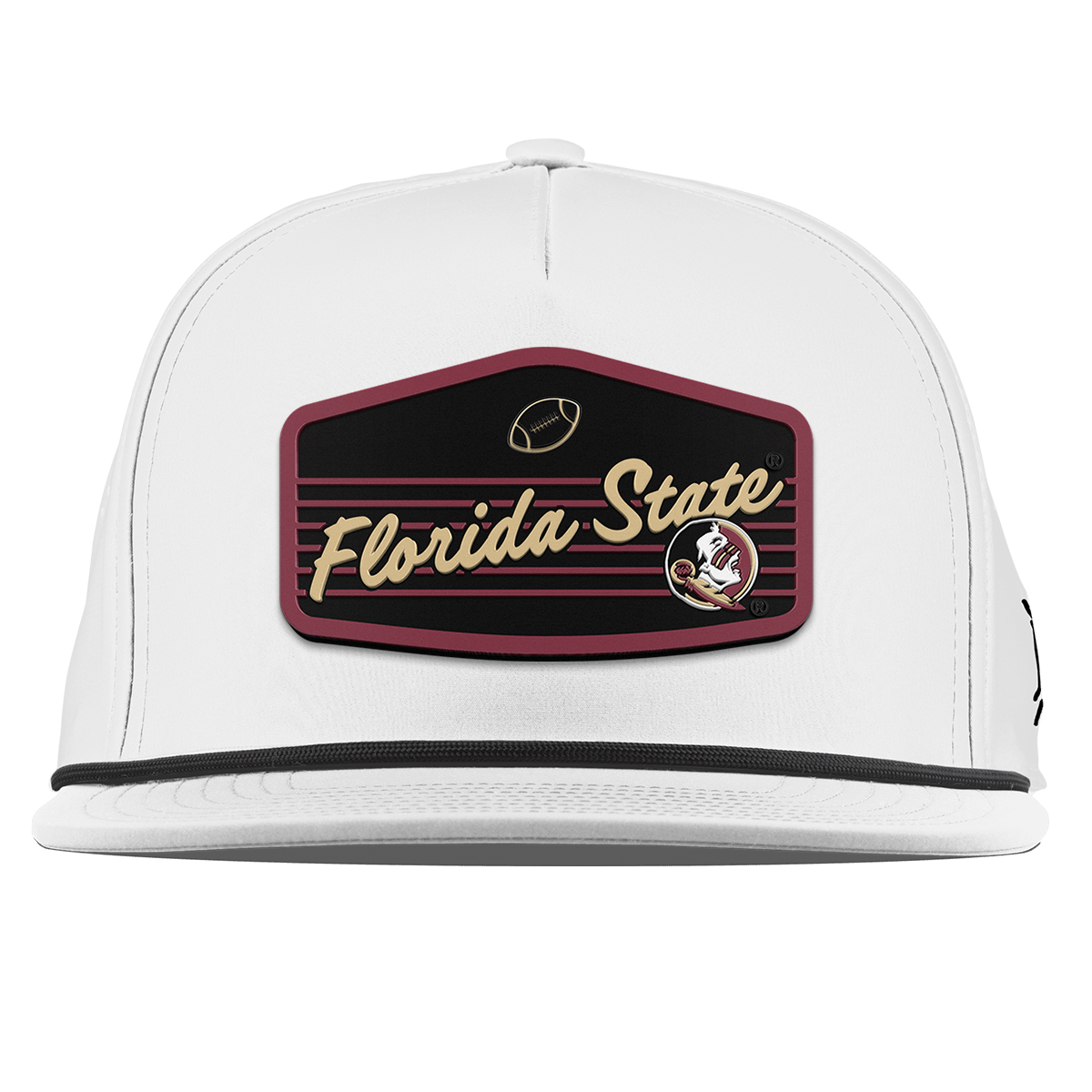 Florida State University "Seminole Football" Flat 5 Panel Rope White