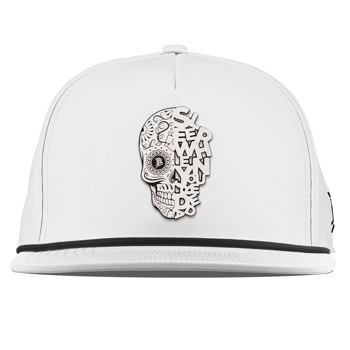 Sleep When You're Dead Skull Flat 5 Panel Rope White