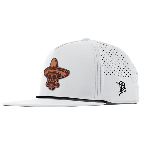 Sombrero Skull Flat 5 Panel Rope White