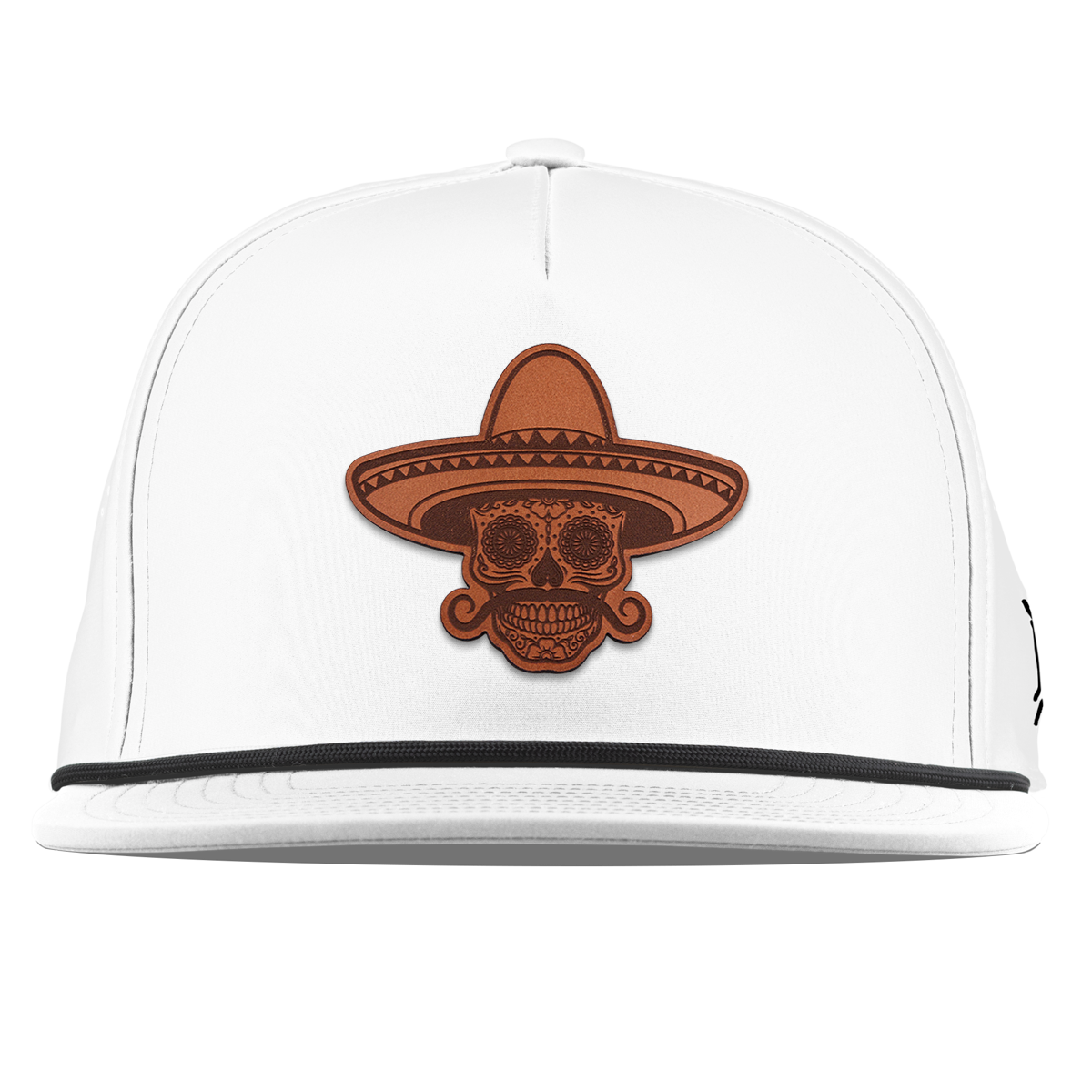 Sombrero Skull Flat 5 Panel Rope White