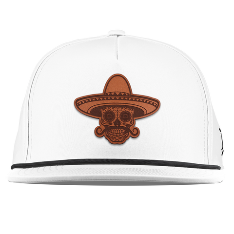 Sombrero Skull Flat 5 Panel Rope White