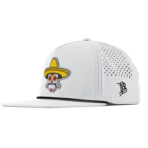Sombrero Skull PVC Flat 5 Panel Rope White