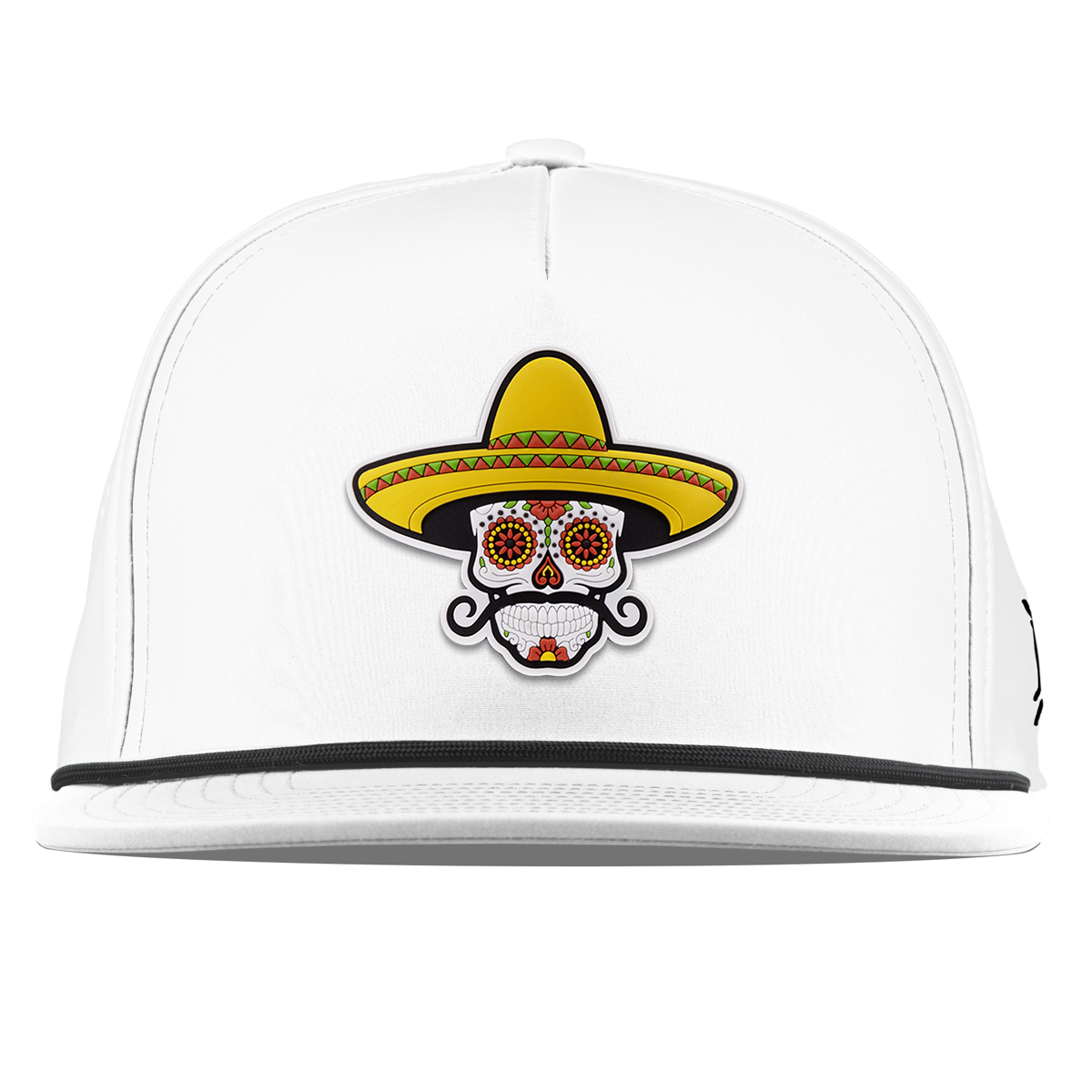 Sombrero Skull PVC Flat 5 Panel Rope White