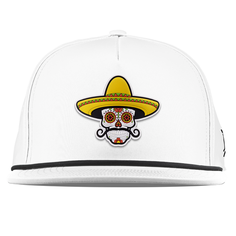 Sombrero Skull PVC Flat 5 Panel Rope White