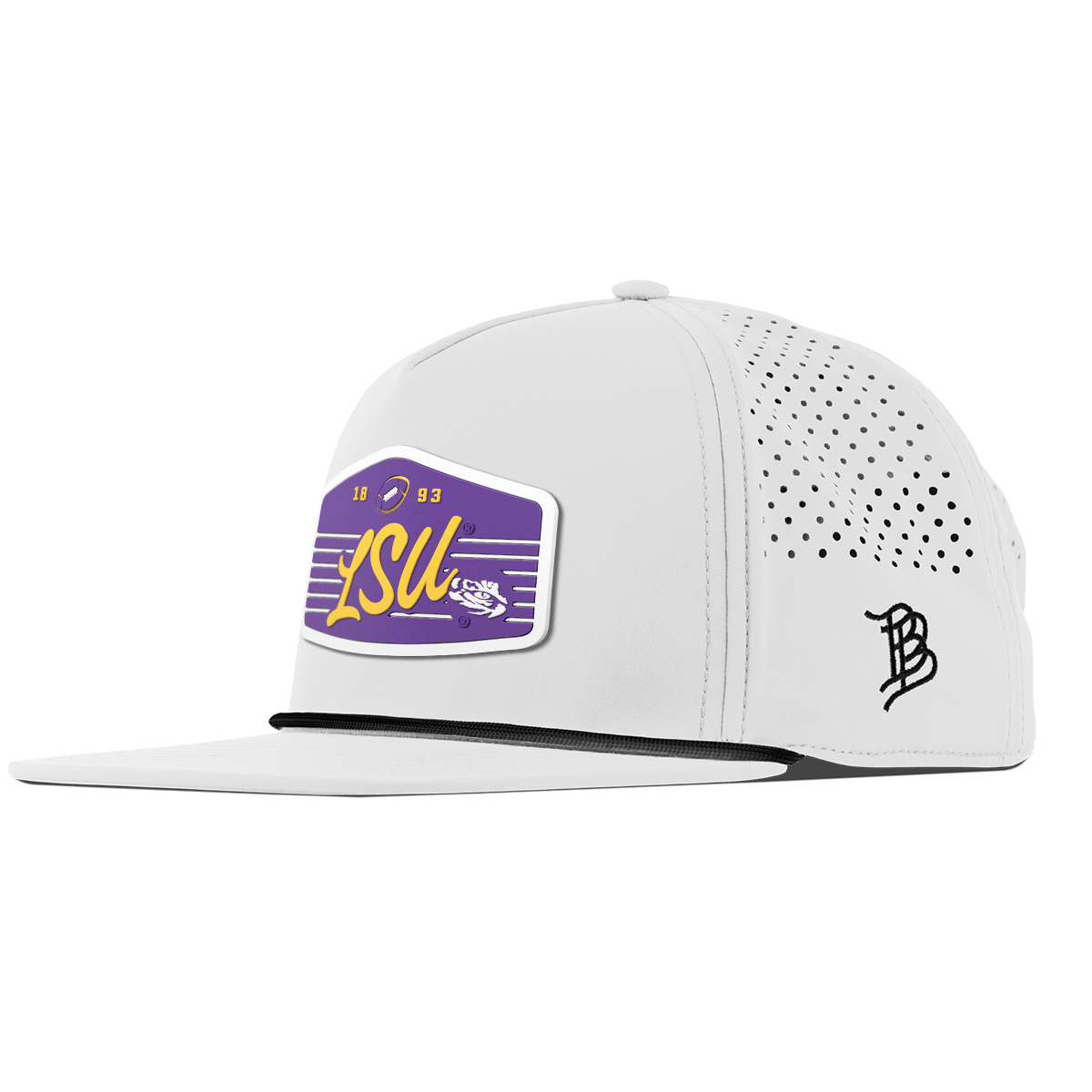 Louisiana State University "Tigers Football" Flat 5 Panel Rope White