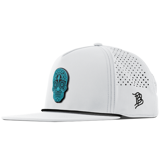 Turquoise Skull PVC Flat 5 Panel Rope White