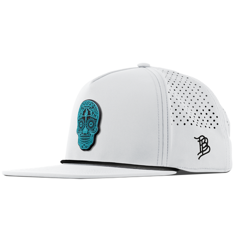 Turquoise Skull PVC Flat 5 Panel Rope White