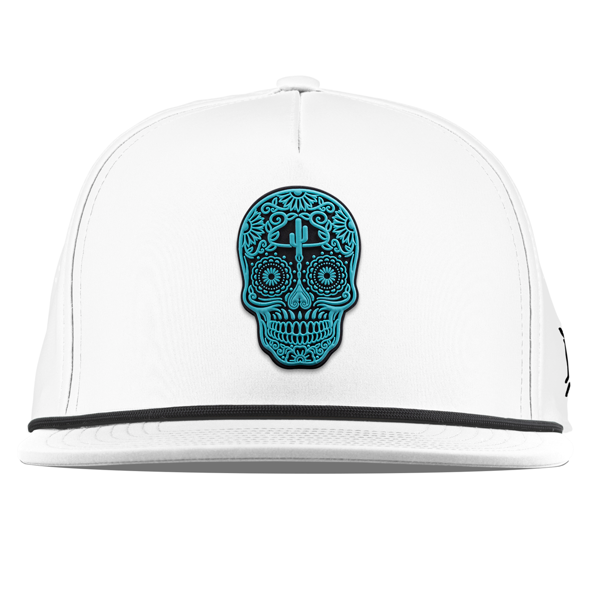 Turquoise Skull PVC Flat 5 Panel Rope White