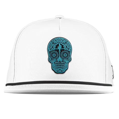 Turquoise Skull PVC Flat 5 Panel Rope White