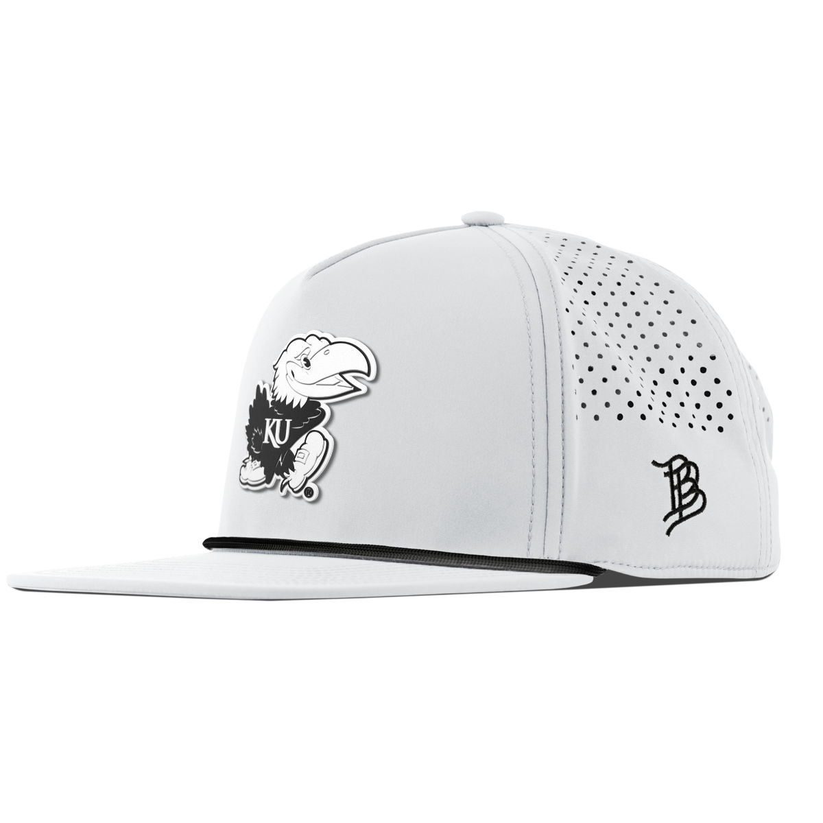 University of Kansas "Vintage Jayhawk" Flat 5 Panel Rope White