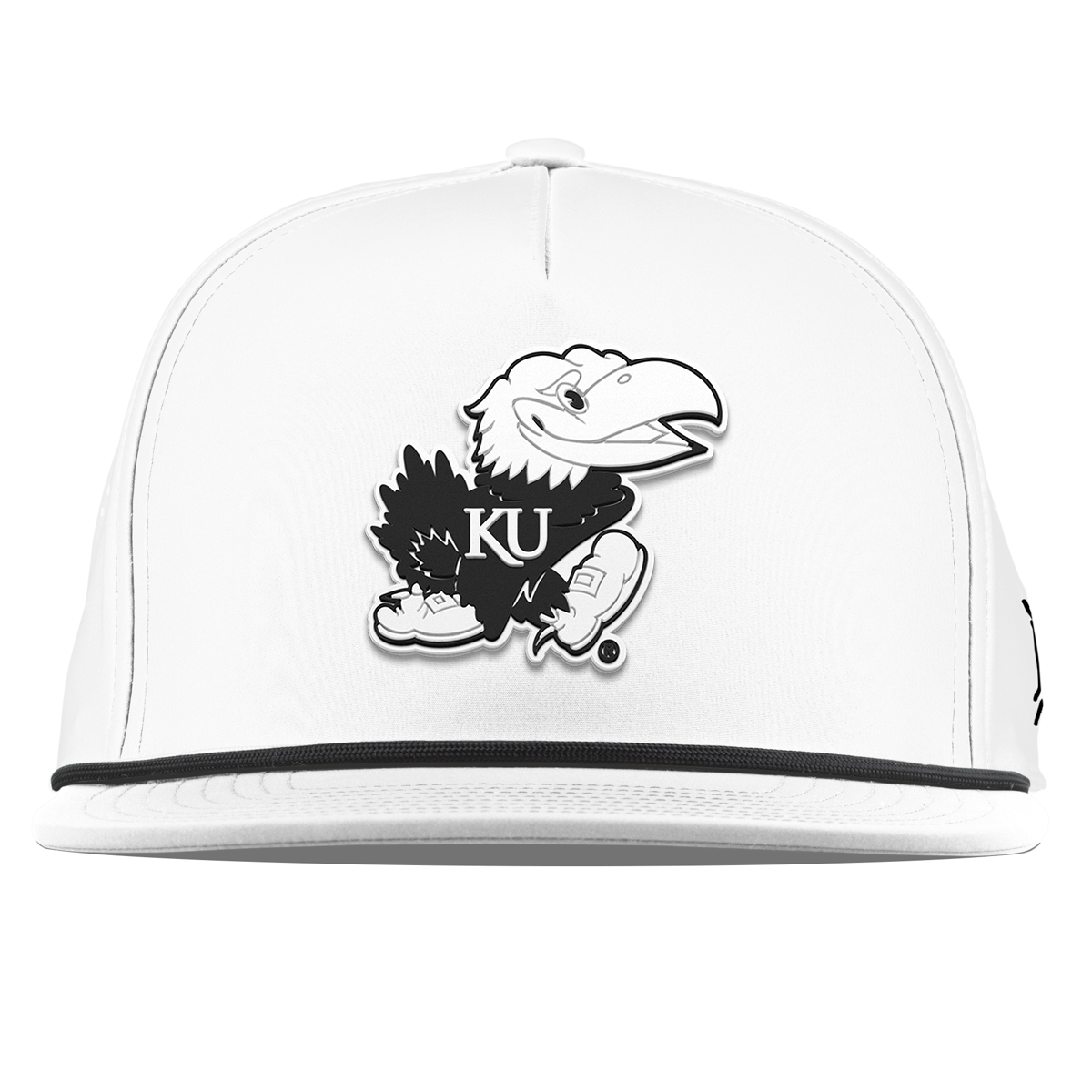 University of Kansas "Vintage Jayhawk" Flat 5 Panel Rope White