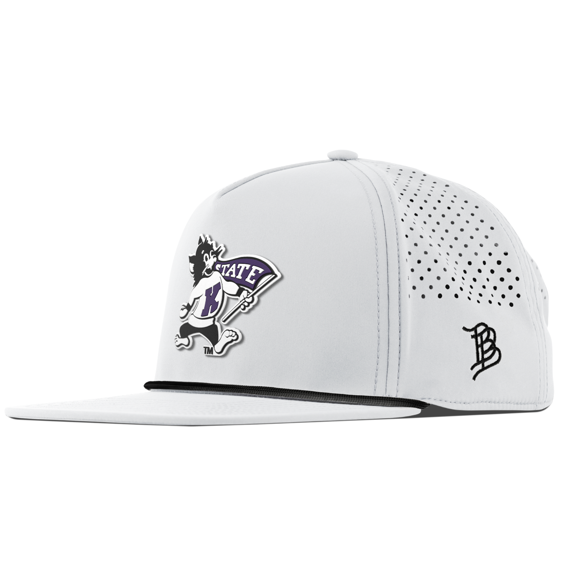 Kansas State University "Vintage Kansas State Wildcat" Flat 5 Panel Rope White