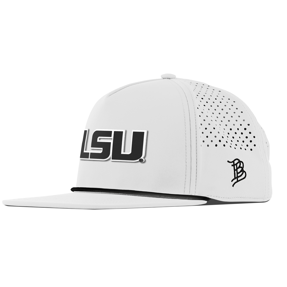 Louisiana State University "Vintage LSU Block" Flat 5 Panel Rope White