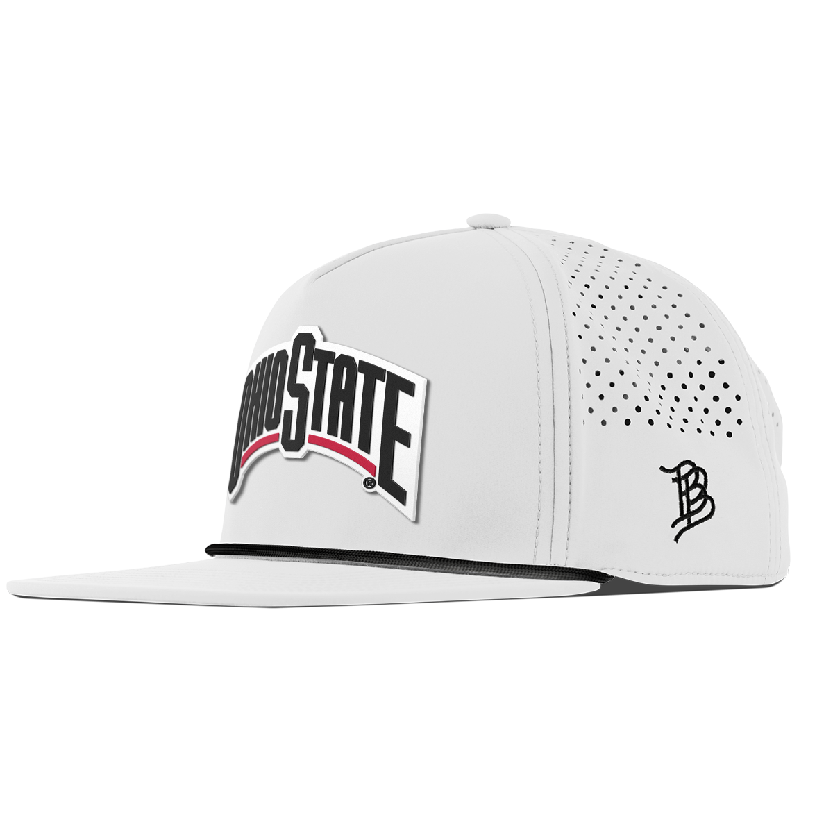 Ohio State University "Vintage Ohio State Block" Flat 5 Panel Rope White