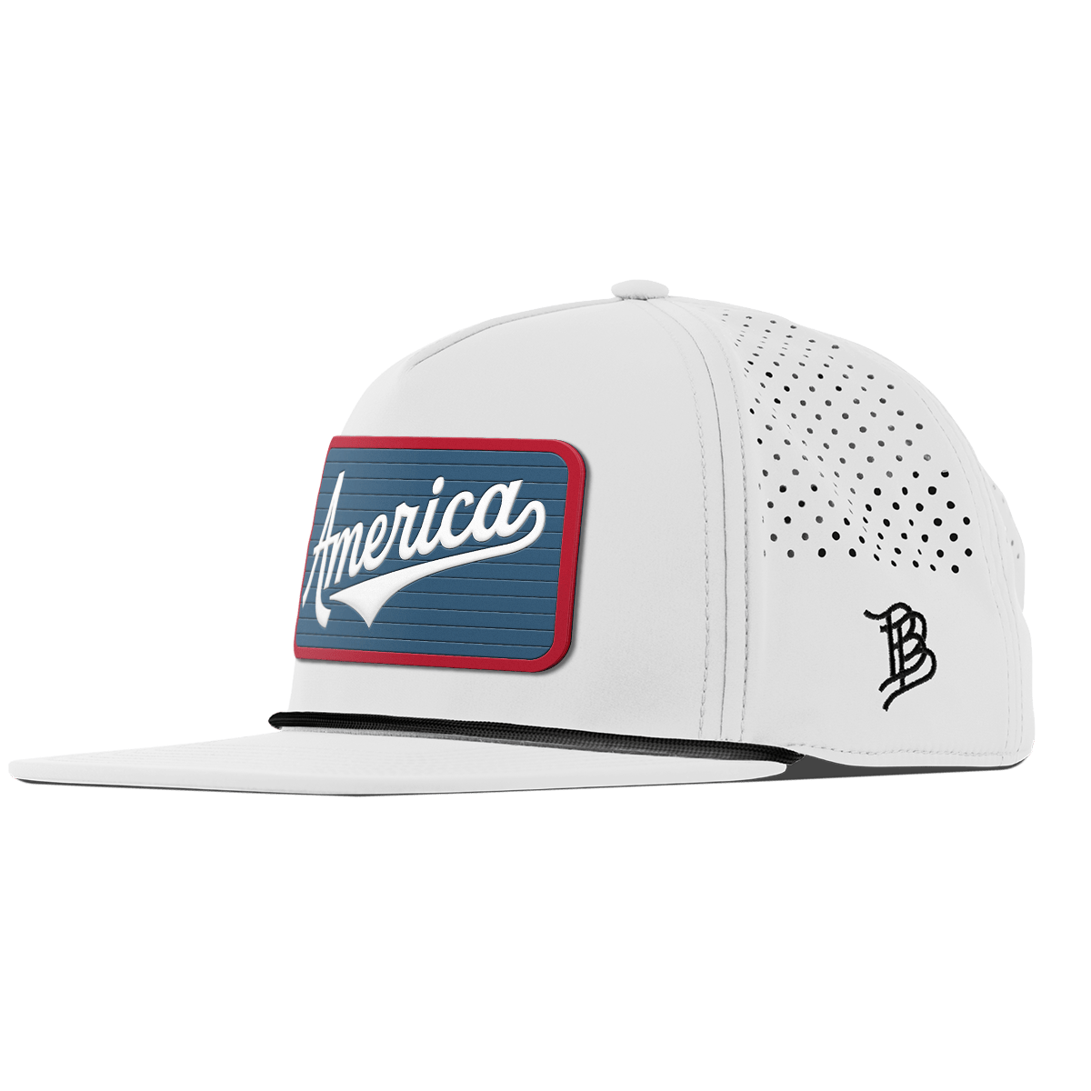 XL USA America Badge Flat 5 Panel Rope White