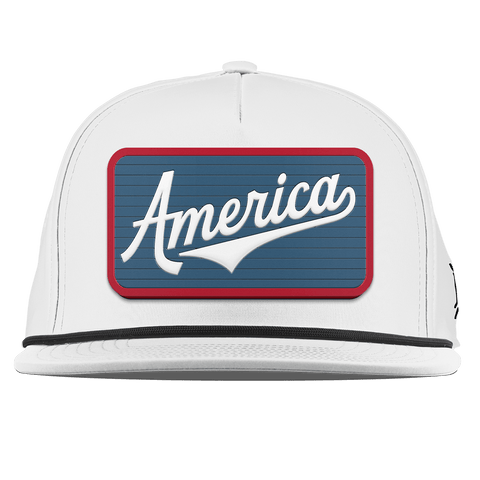 XL USA America Badge Flat 5 Panel Rope White