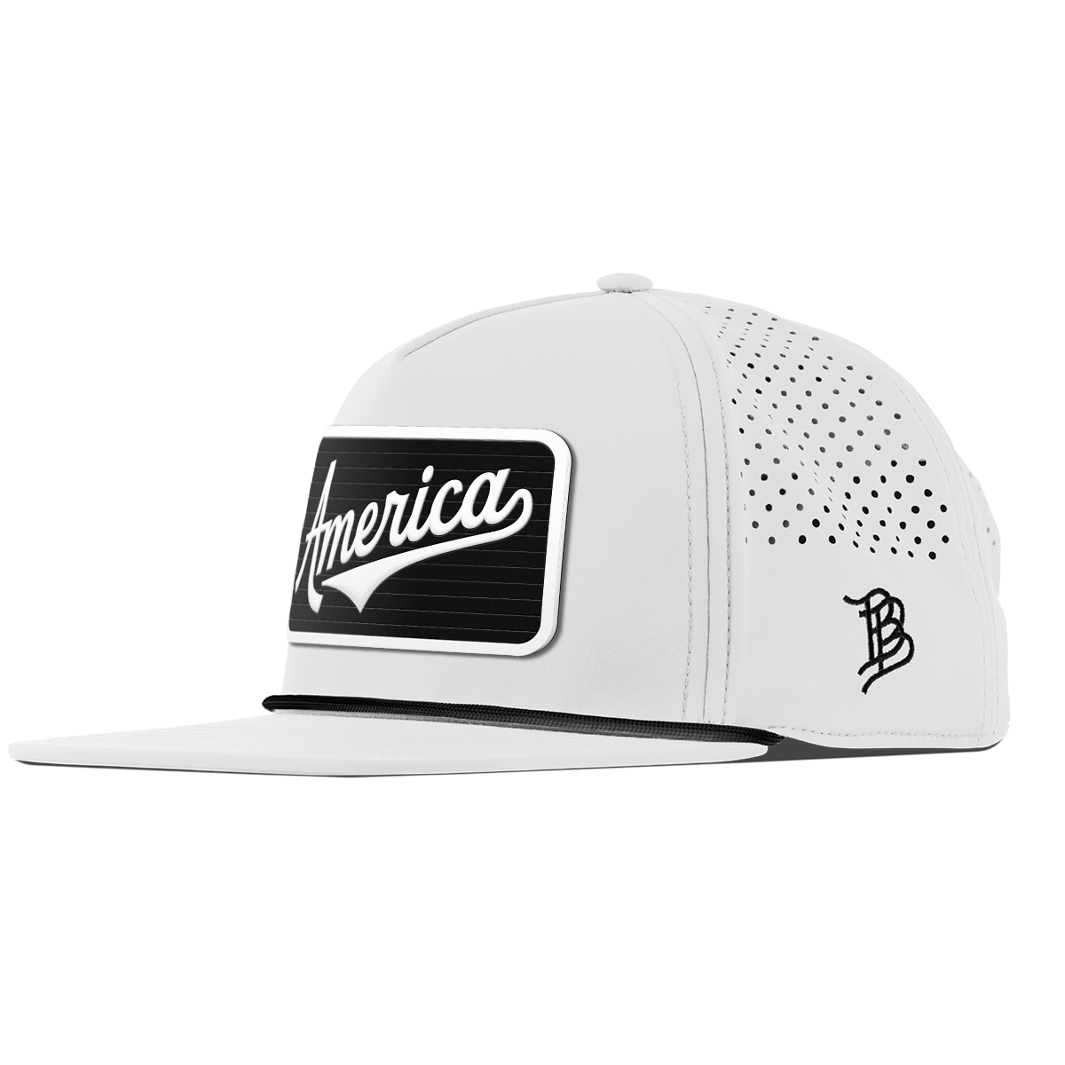 XL Vintage America Badge Flat 5 Panel Rope White