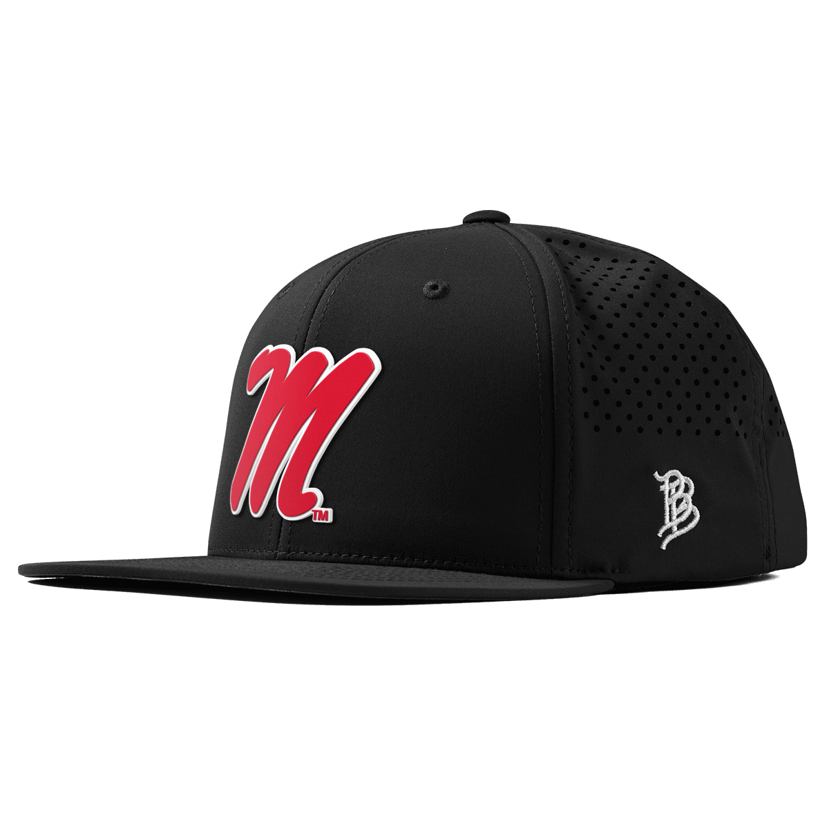 University of Mississippi "Ole Miss Block M Red" Flat Performance Black