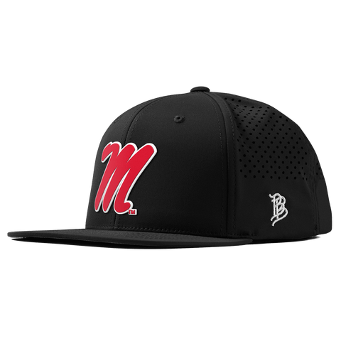 University of Mississippi "Ole Miss Block M Red" Flat Performance Black