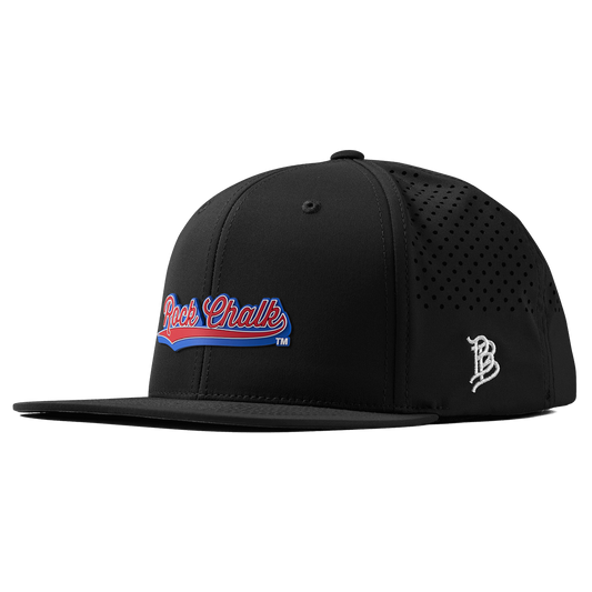 University of Kansas KU "Rock Chalk Red and Blue Script" Flat Performance Black