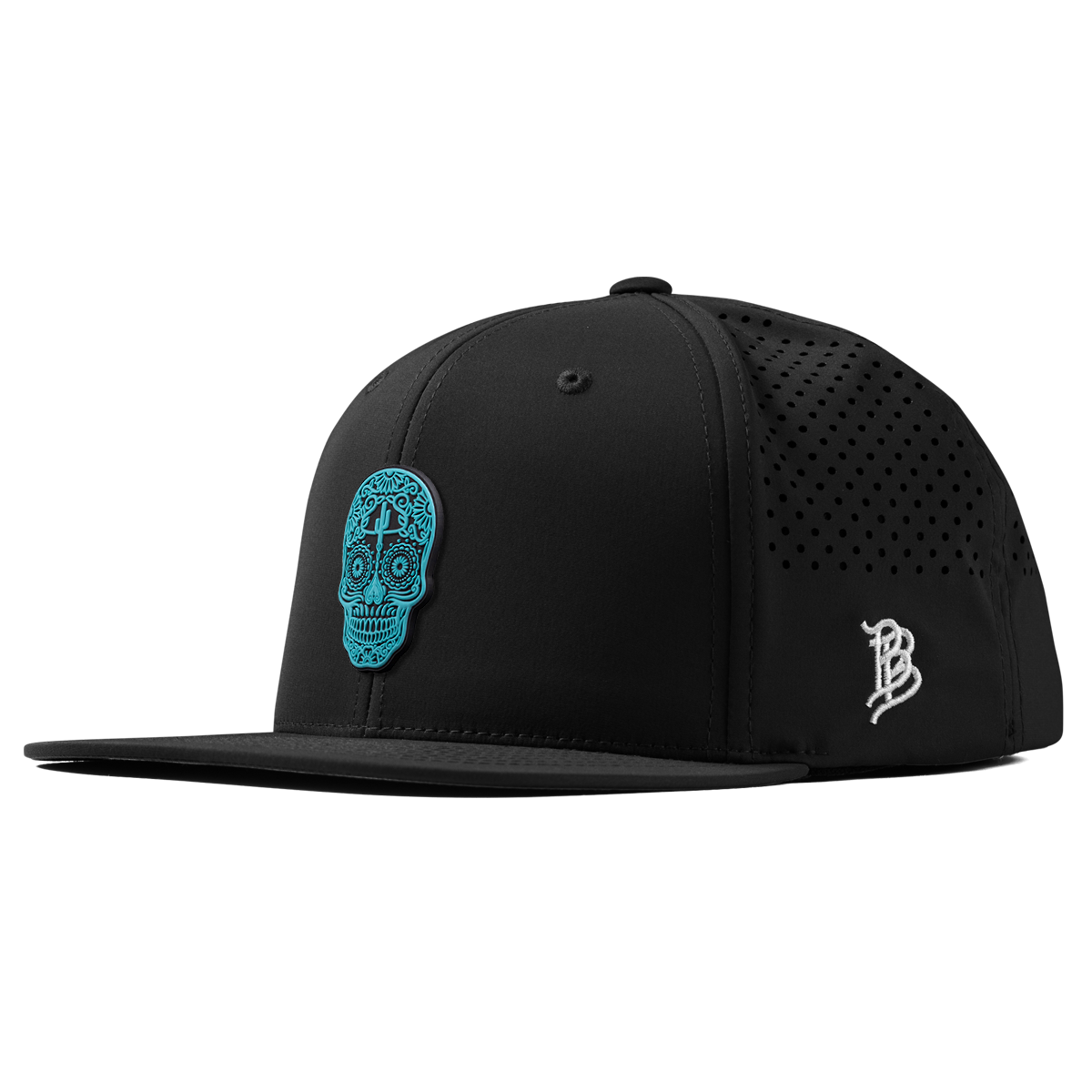 Turquoise Skull PVC Flat Performance Black