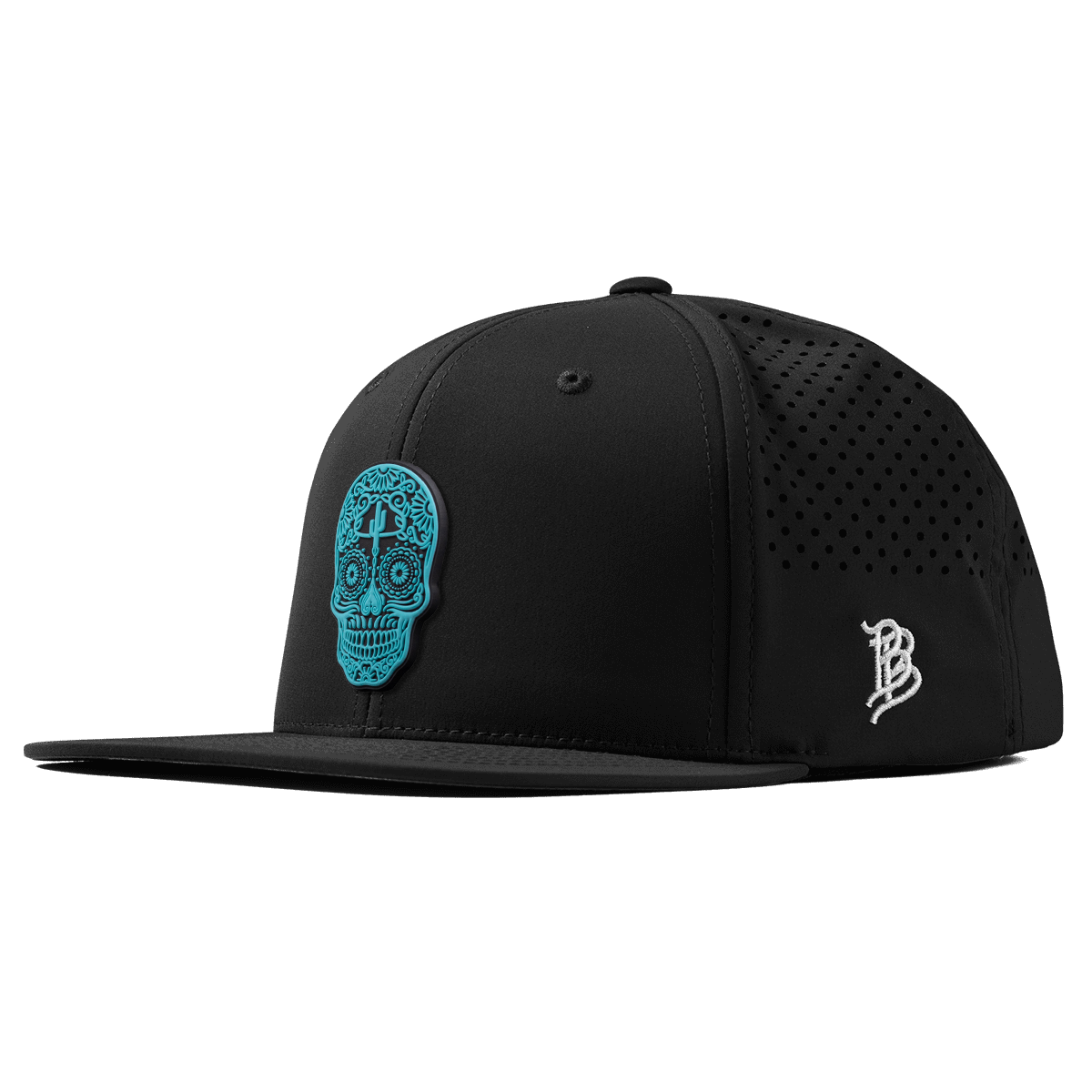 Turquoise Skull PVC Flat Performance Black