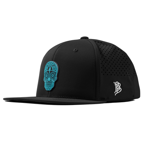 Turquoise Skull PVC Flat Performance Black