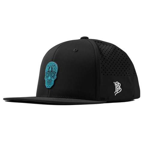 Turquoise Skull PVC Flat Performance Black