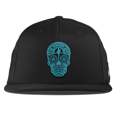 Turquoise Skull PVC Flat Performance Black