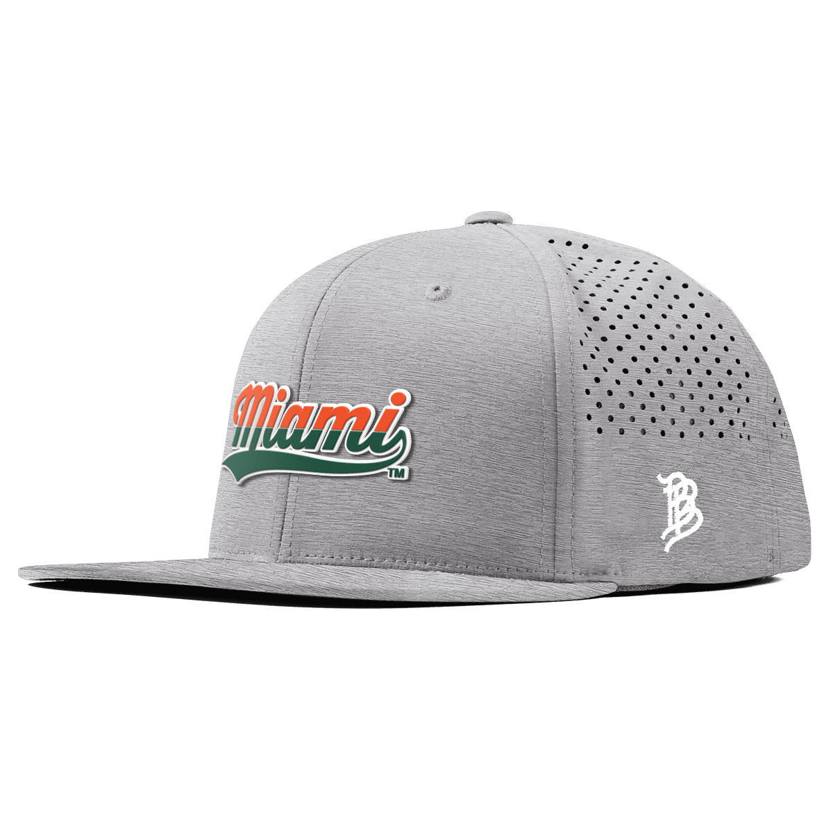 University of Miami "Miami Script" Flat Performance Heather Gray