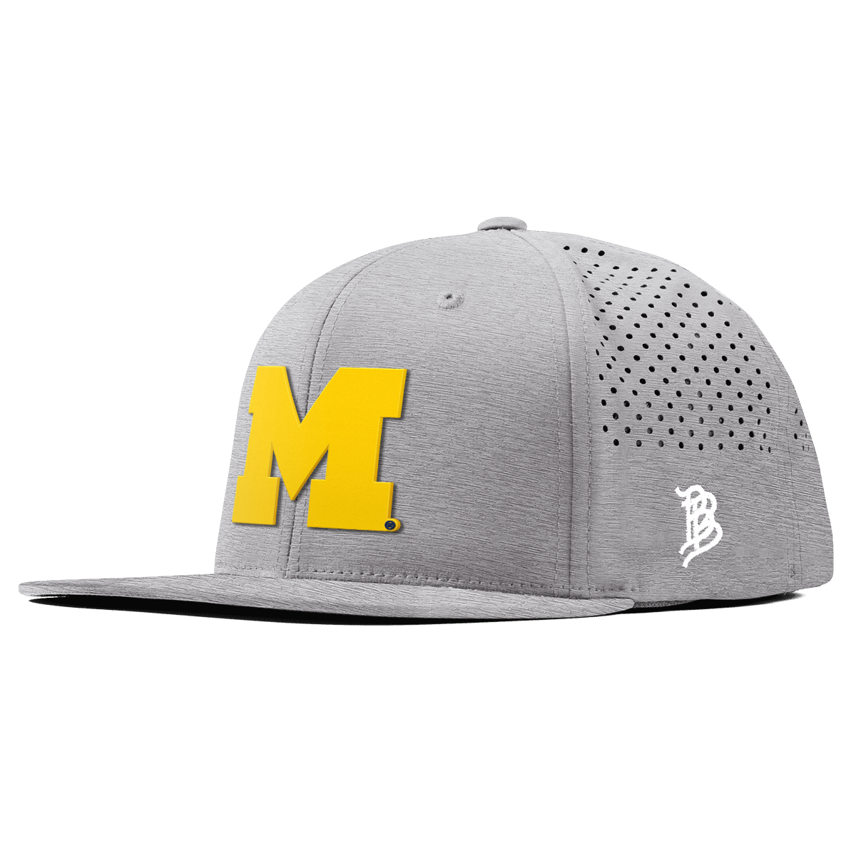 University of Michigan "Michigan Gold Block" Flat Performance Heather Gray