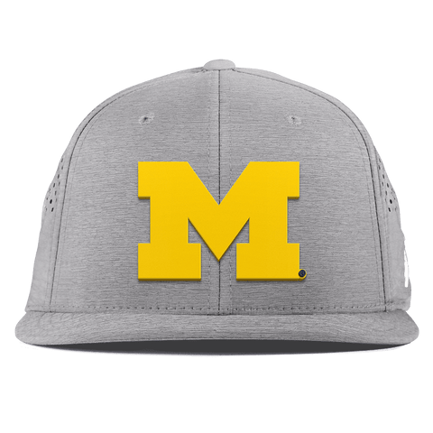 University of Michigan "Michigan Gold Block" Flat Performance Heather Gray