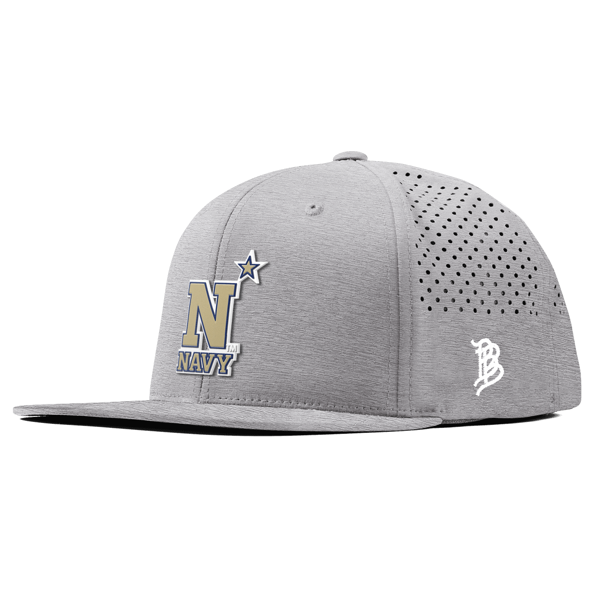 United States Naval Academy "Naval Academy Team Logo Gold" Flat Performance Heather Gray