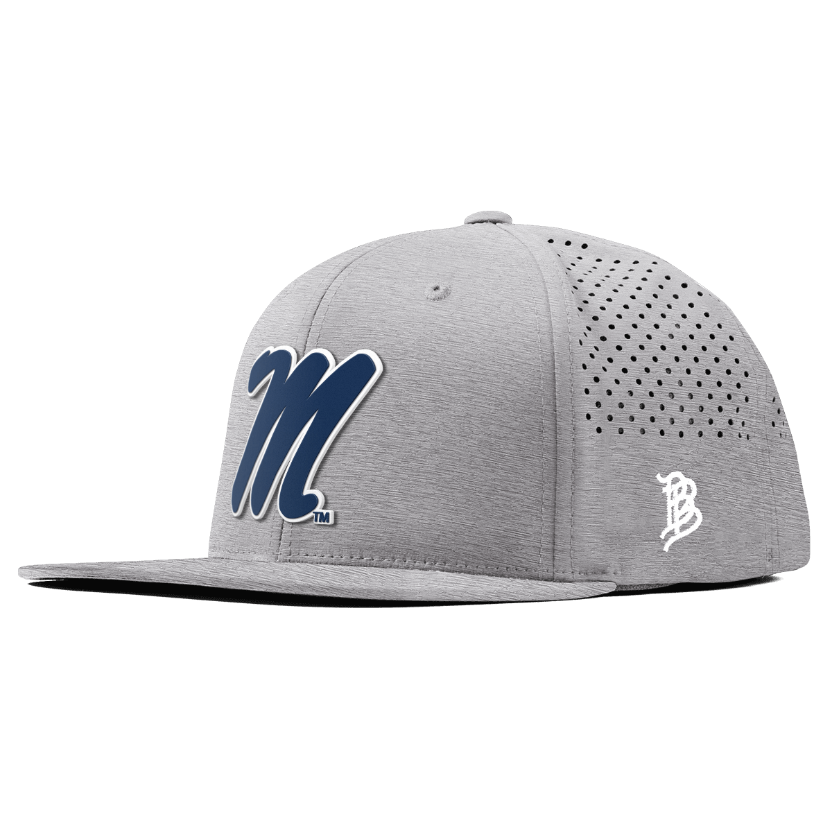 University of Mississippi "Ole Miss Block M Navy" Flat Performance Heather Gray
