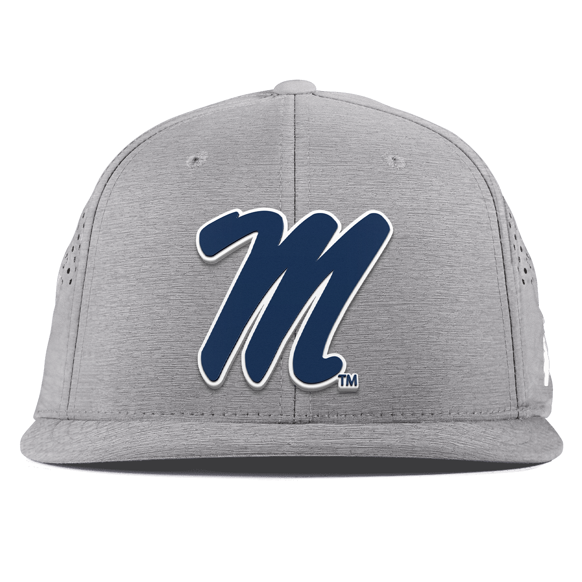 University of Mississippi "Ole Miss Block M Navy" Flat Performance Heather Gray