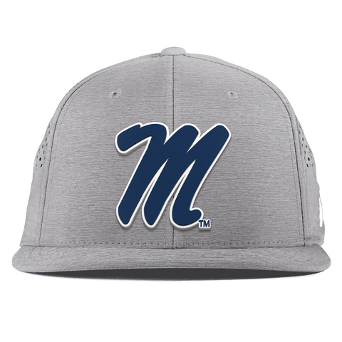 University of Mississippi "Ole Miss Block M Navy" Flat Performance Heather Gray