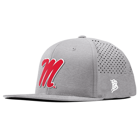 University of Mississippi "Ole Miss Block M Red" Flat Performance Heather Gray