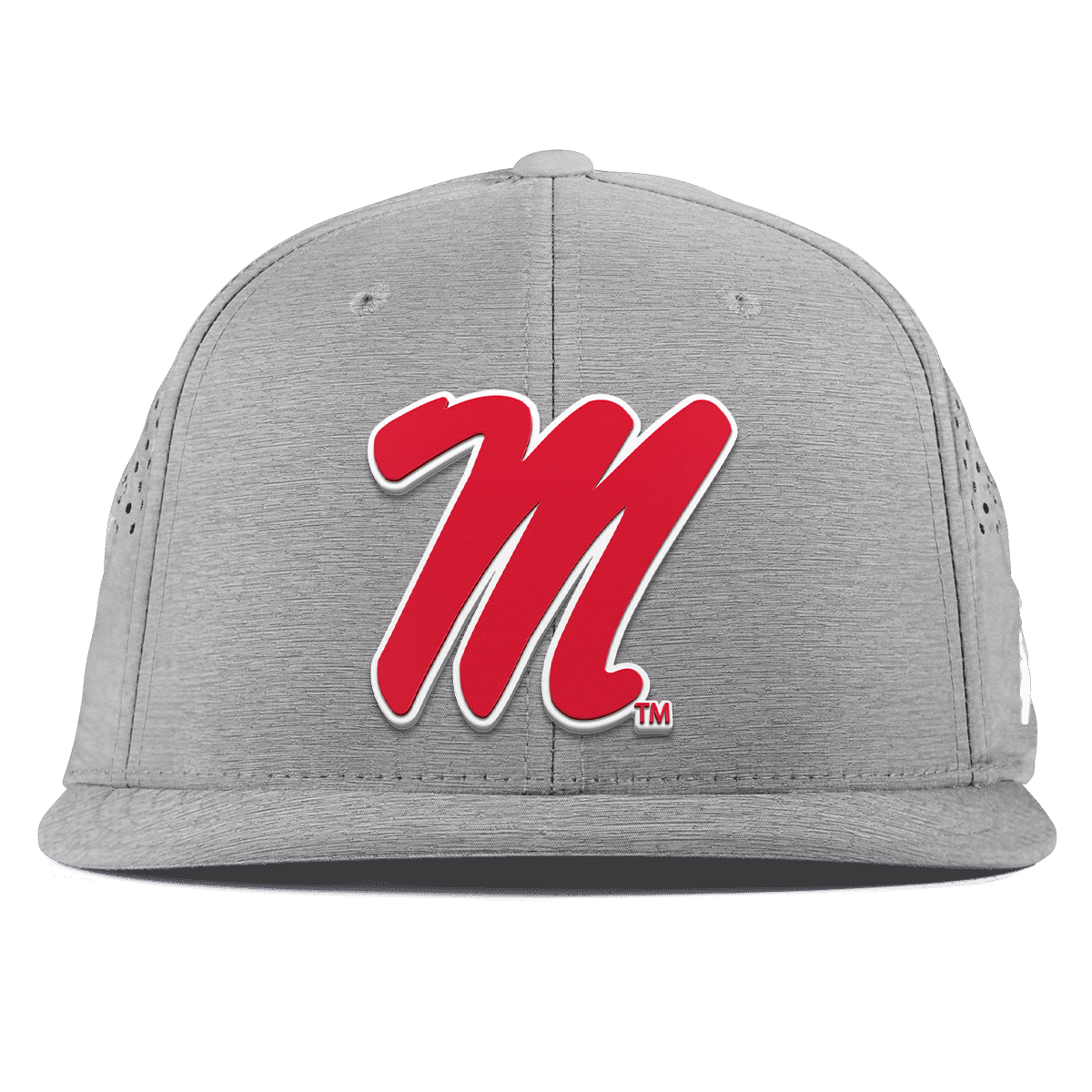 University of Mississippi "Ole Miss Block M Red" Flat Performance Heather Gray