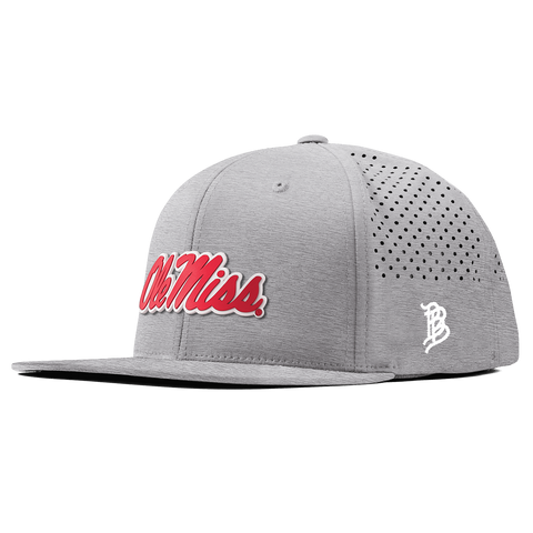 University of Mississippi "Ole Miss Crimson Script" Flat Performance Heather Gray