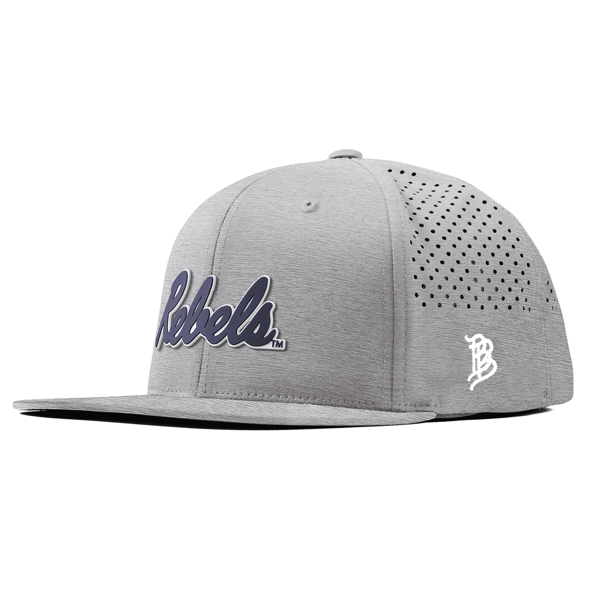 University of Mississippi "Ole Miss Navy Rebels" Flat Performance Heather Gray