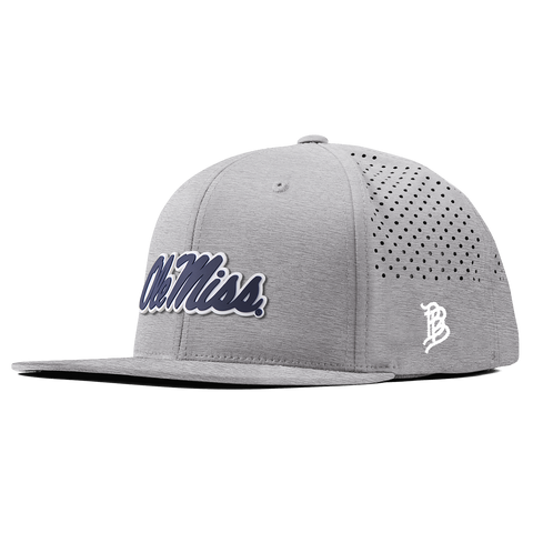 University of Mississippi "Ole Miss Navy Script" Flat Performance Heather Gray